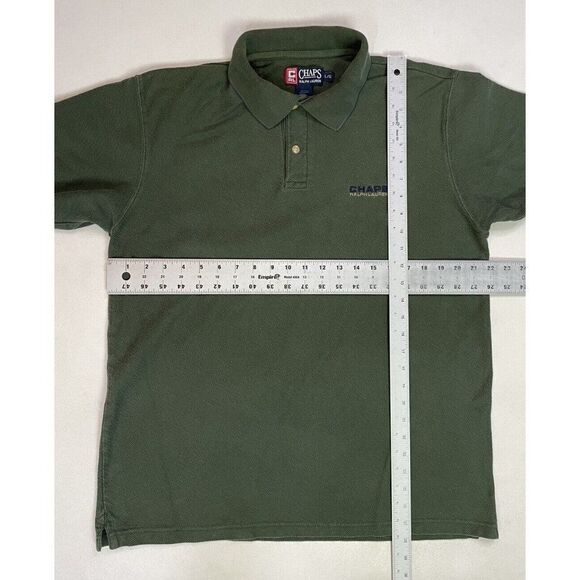 VINTAGE Chaps Ralph Lauren Polo Shirt Men Large Green Short Sleeve 90s - Picture 5 of 5